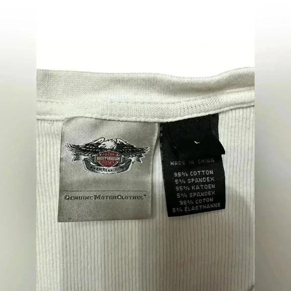 Harley-Davidson White Winged Rhinestone Graphic T-Shirt - Biker Style Sz Large - Picture 4 of 6